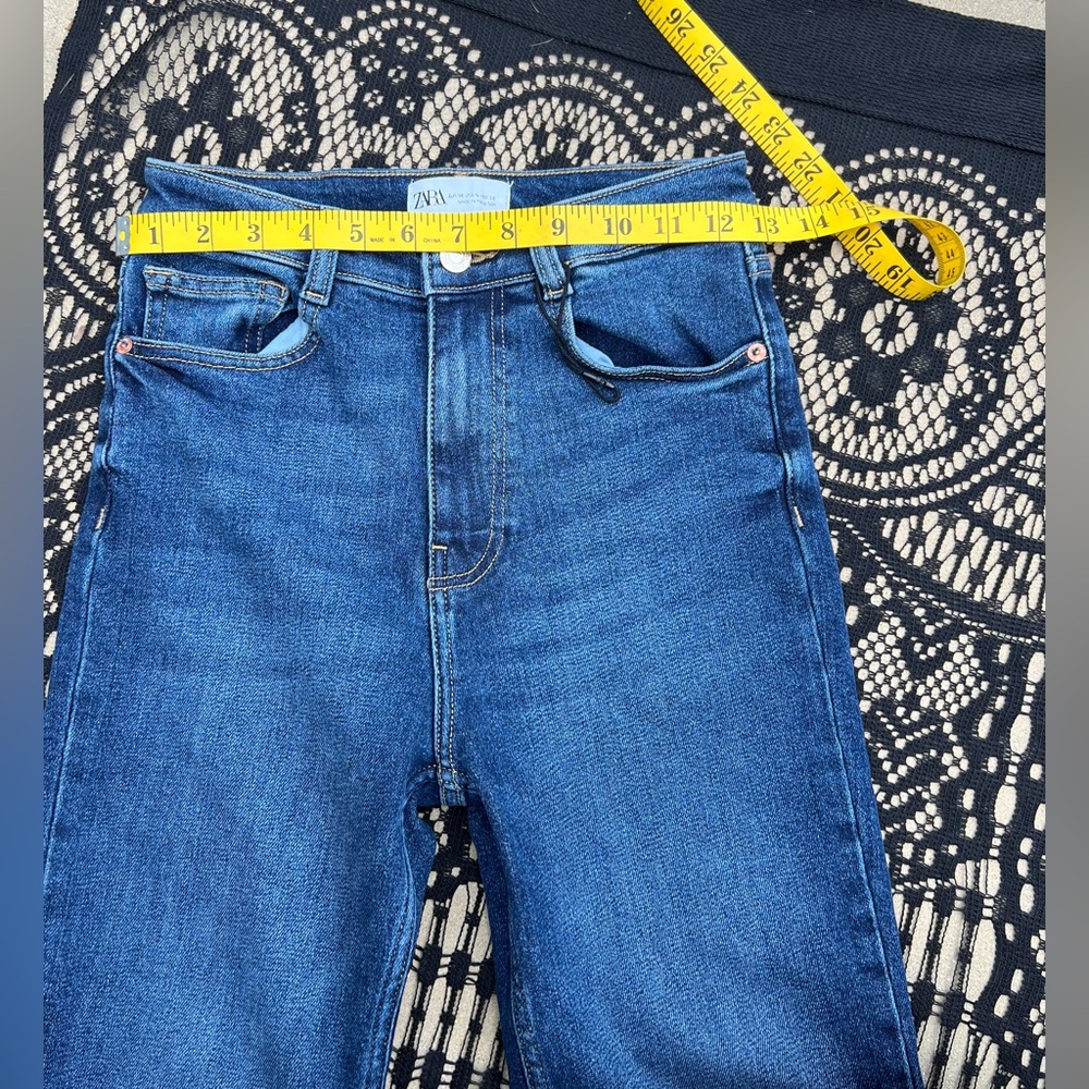 NWOT Zara Dark Blue Wash High Rise Skinny Quality Shaping Stretch Denim 4 Baddie - Picture 5 of 12